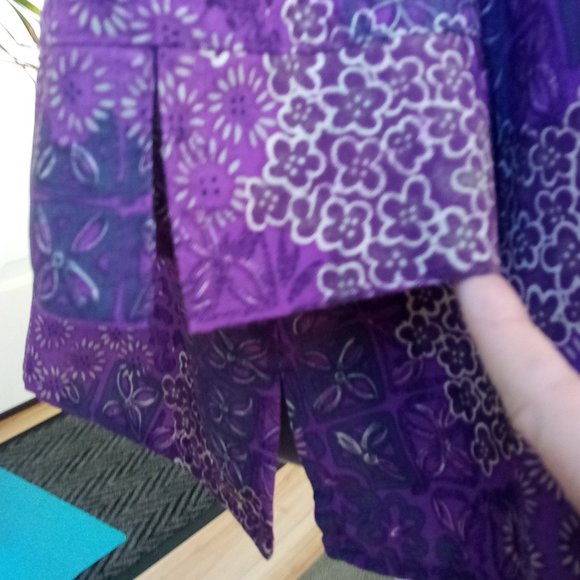 Joanna Plus Purple Print Button Down Blouse - Picture 5 of 11